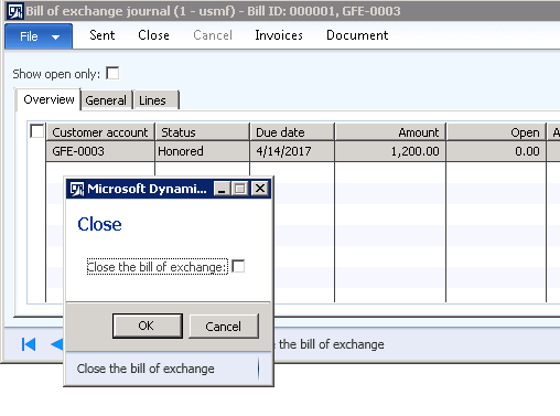 Close bill of exchange