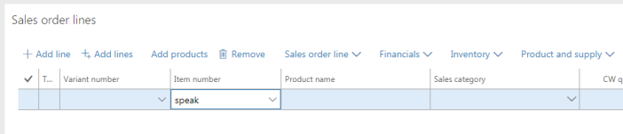 Sales order lines